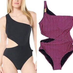 MICHAEL MICHAEL KORS one shoulder cut out one piece swimsuit size 6 NWT